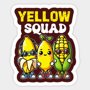 Yellow Squad Banana Lemon And Corn Sticker